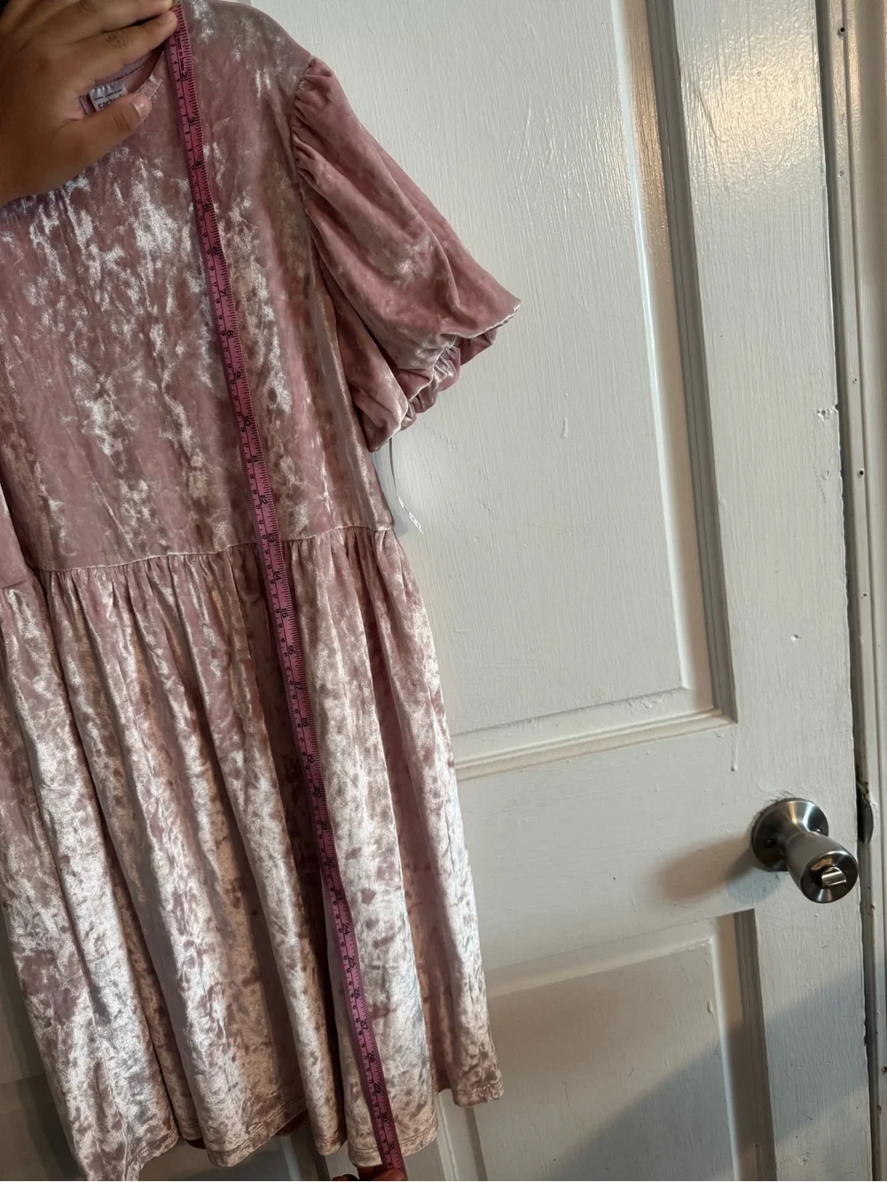 Carter's Dusty Pink Velvet Puff-Sleeve Dress